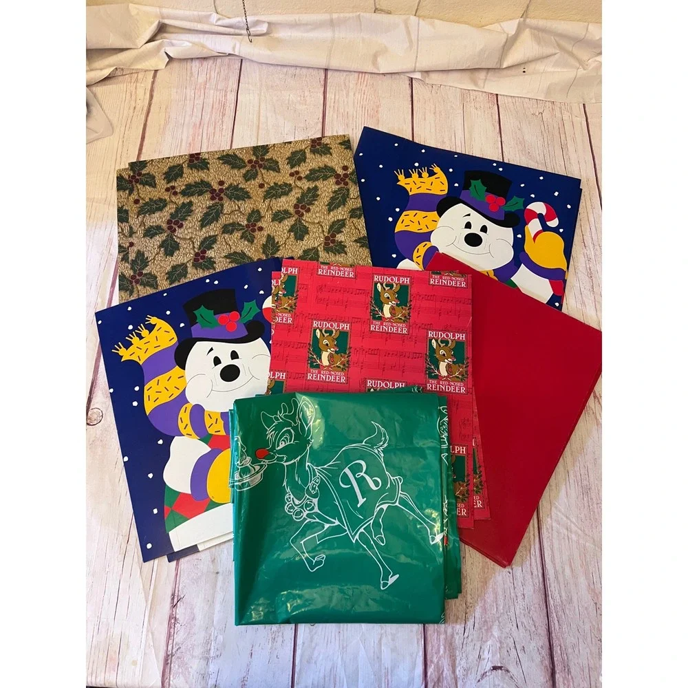 Vintage Montgomery Ward Christmas Gift Boxes & Large Rudolph Bags 13pc Set